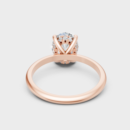 Luxury Rose Gold Engagement Ring With A Certified 2.59Ct Oval Hidden Halo Design