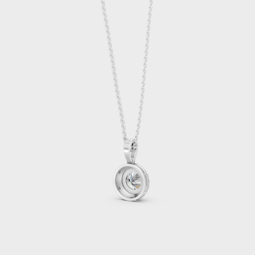 Luxury Round Cut Halo Diamond Necklace 2.39 Ct Platinum