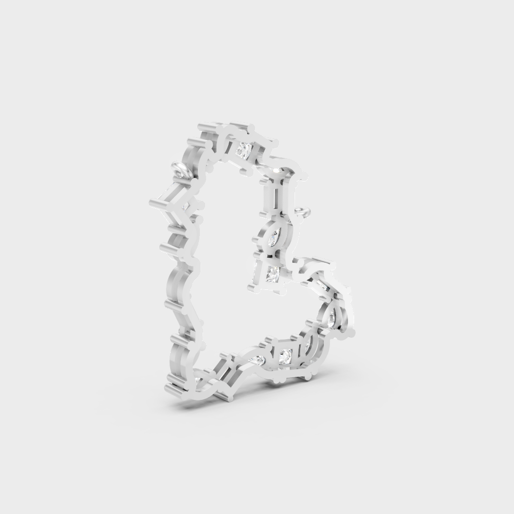 White Gold Multi-Shape Lab-Grown Diamond Pendant With Hallmark Gold Quality