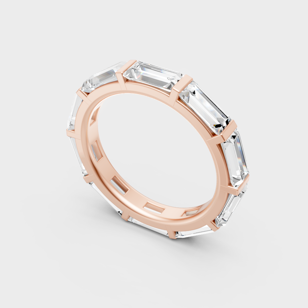 Sleek 14K Rose Gold Baguette Diamond Band Featuring Certified Lab-Grown Diamonds