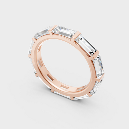 Sleek 14K Rose Gold Baguette Diamond Band Featuring Certified Lab-Grown Diamonds