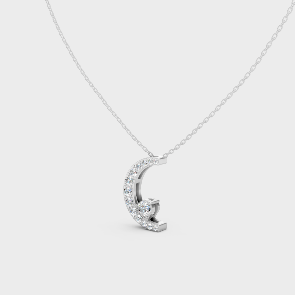 Minimalist Round Cut Lab-Grown Diamond Necklace In 14K White Gold