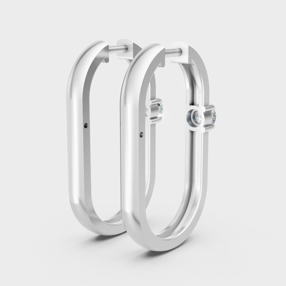 White Gold Round-Cut Diamond Hoop Earrings for a Modern Sparkle