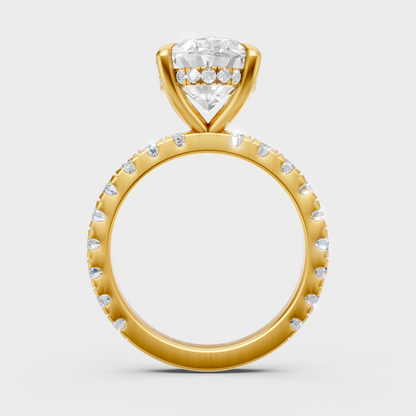 Hallmarked 18K Yellow Gold Ring With 3.89Ct Brilliant Oval Lab Diamond Showcase