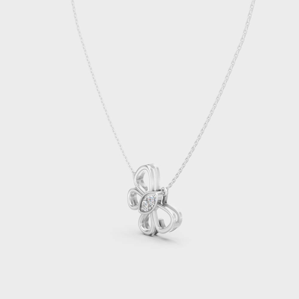 Minimal Round Diamond Pendant With Chain In Platinum