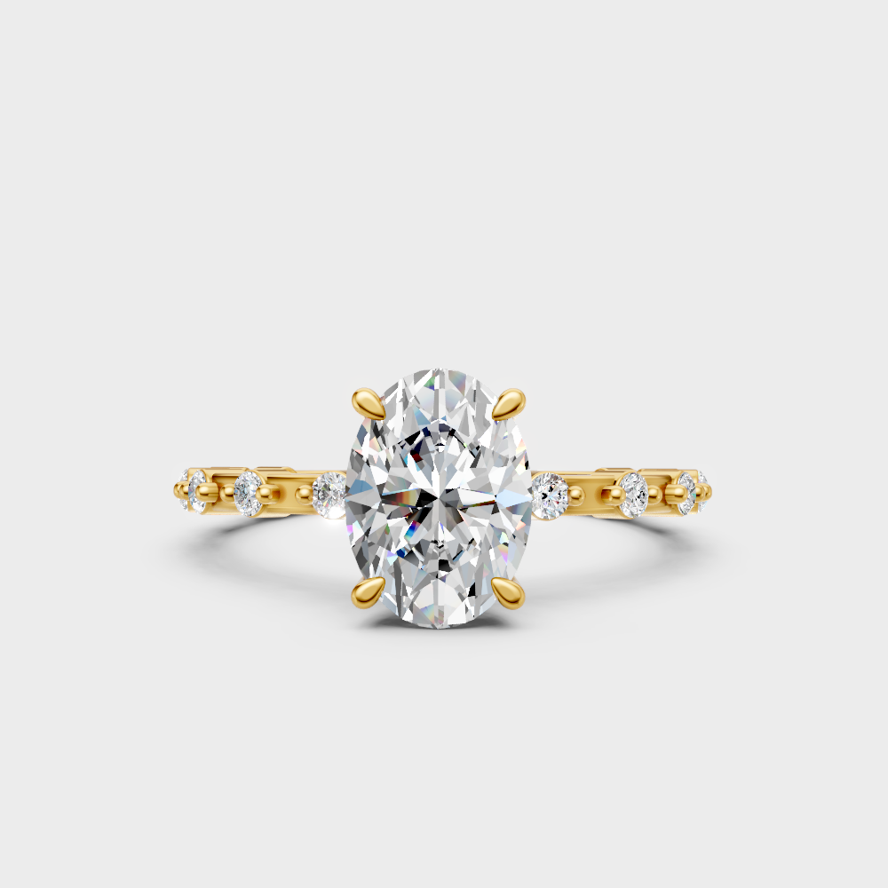 Igi-certified oval and round-cut lab-grown diamond solitaire ring in  yellow gold