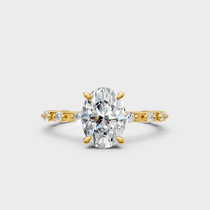 Igi-certified oval and round-cut lab-grown diamond solitaire ring in  yellow gold