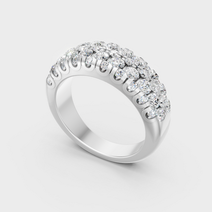 Sleek 18K White Gold Diamond Band Featuring A Certified Round Diamond