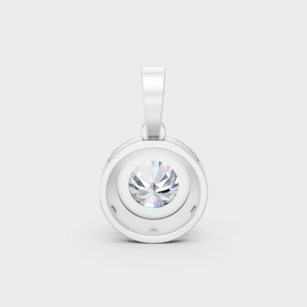 White Gold Round-Shaped Lab-Grown Diamond Halo Pendant With Hallmark Gold Quality