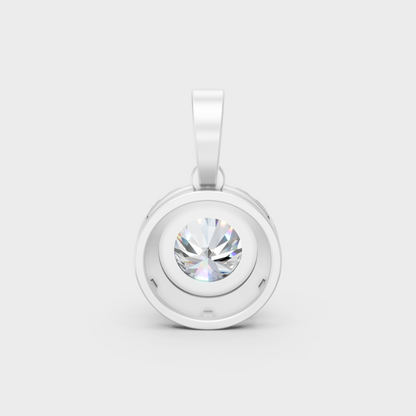 White Gold Round-Shaped Lab-Grown Diamond Halo Pendant With Hallmark Gold Quality