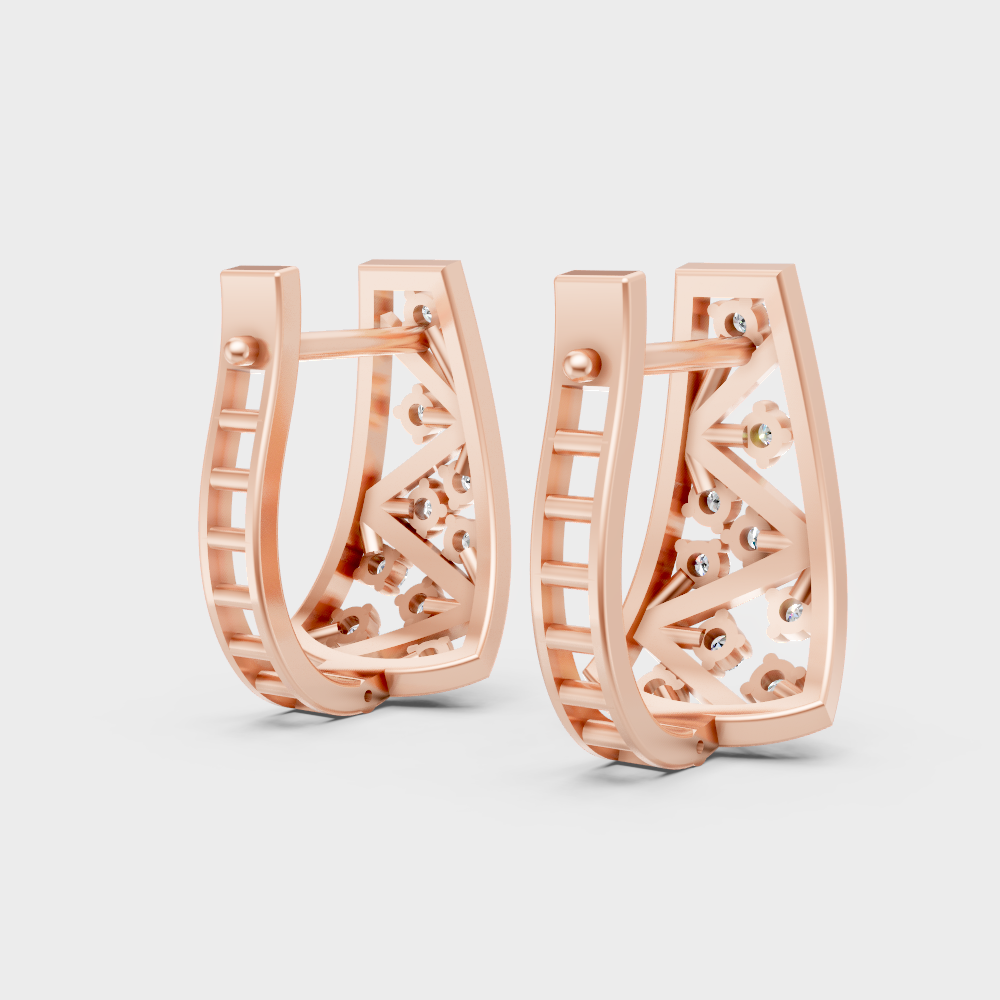 Luxury Rose Gold GLI Certified Diamond Hoop Earrings