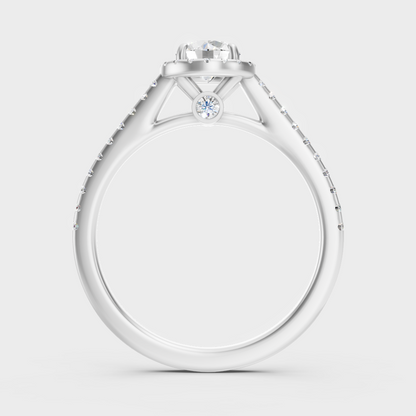 High-Polish 950 Platinum Round Lab Diamond Halo Ring For Maximum Shine