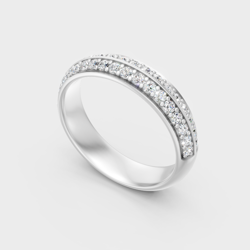 Sleek 18K White Gold Diamond Band Featuring A Certified Round Diamond
