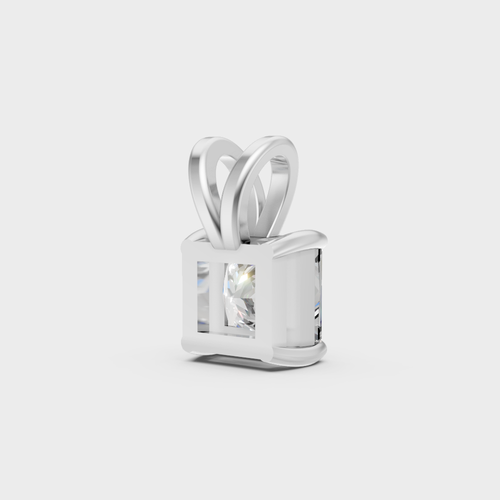 White Gold Princess-Cut Lab-Grown Diamond Pendant With Hallmark Gold Quality