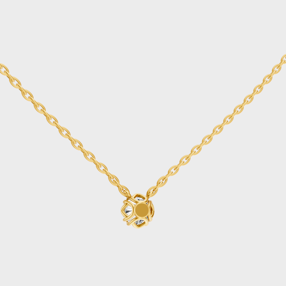 Luxury Round Cut Diamond Pendant Necklace Yellow Gold