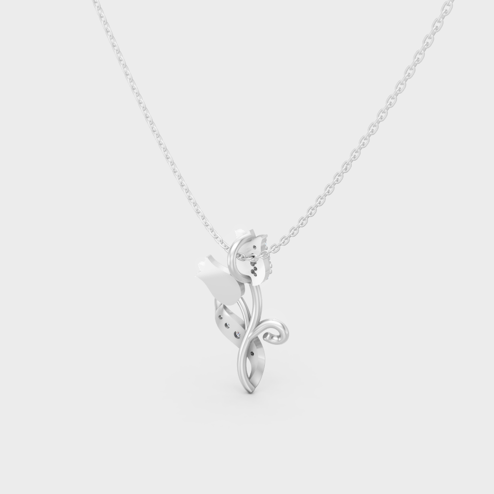 Minimal Round Diamond Pendant With Chain In Platinum