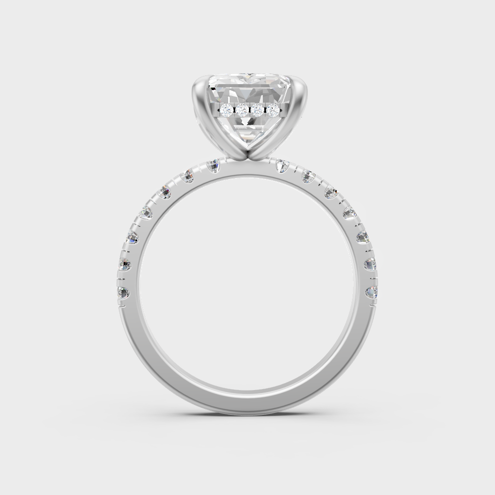 Hallmarked 14K White Gold Ring With 4.30Ct Brilliant Emerald Lab Diamond Detail