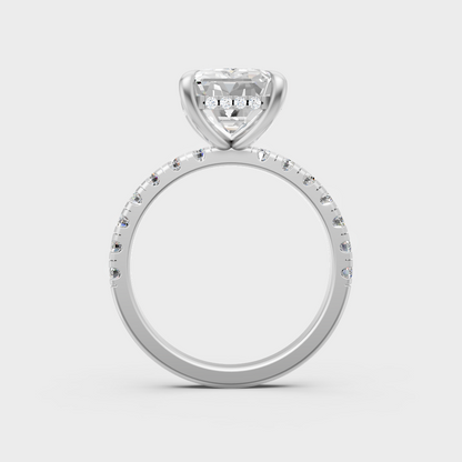 Hallmarked 14K White Gold Ring With 4.30Ct Brilliant Emerald Lab Diamond Detail