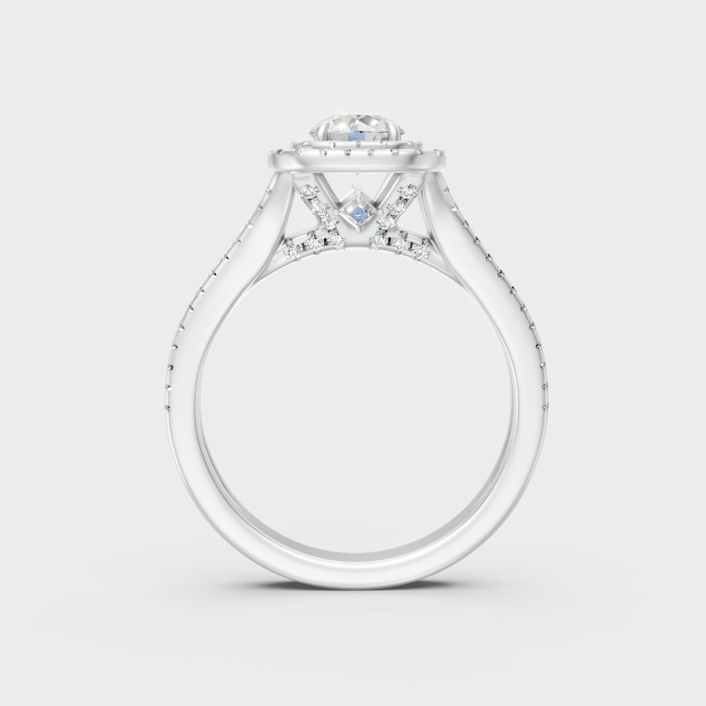 High-Polish 950 Platinum Round Lab Diamond Double Halo Ring For Maximum Shine