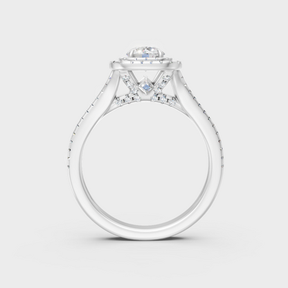 High-Polish 950 Platinum Round Lab Diamond Double Halo Ring For Maximum Shine