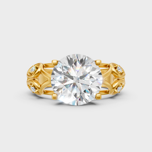 Igi Gli Certified Round-Cut Lab-Grown Diamond Engagement Ring In 18K Yellow Gold