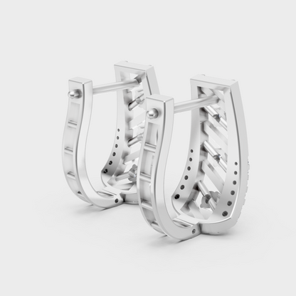 Luxury Platinum Round Cut Lab Diamond Hoop Earrings For Women