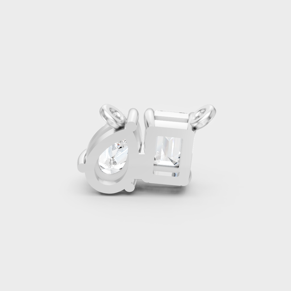 White Gold Emerald & Pear Lab-Grown Diamond Pendant With Hallmark Gold Quality