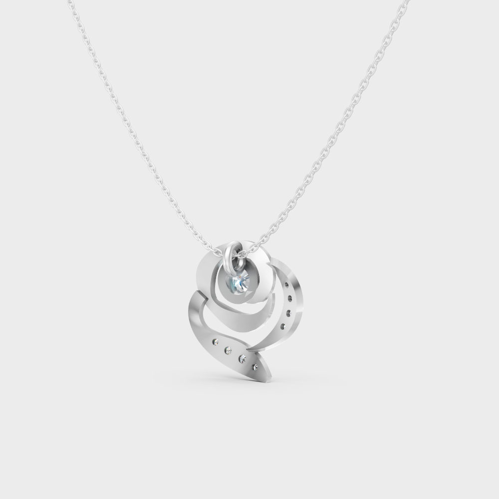 Minimal Round Diamond Pendant With Chain In Platinum