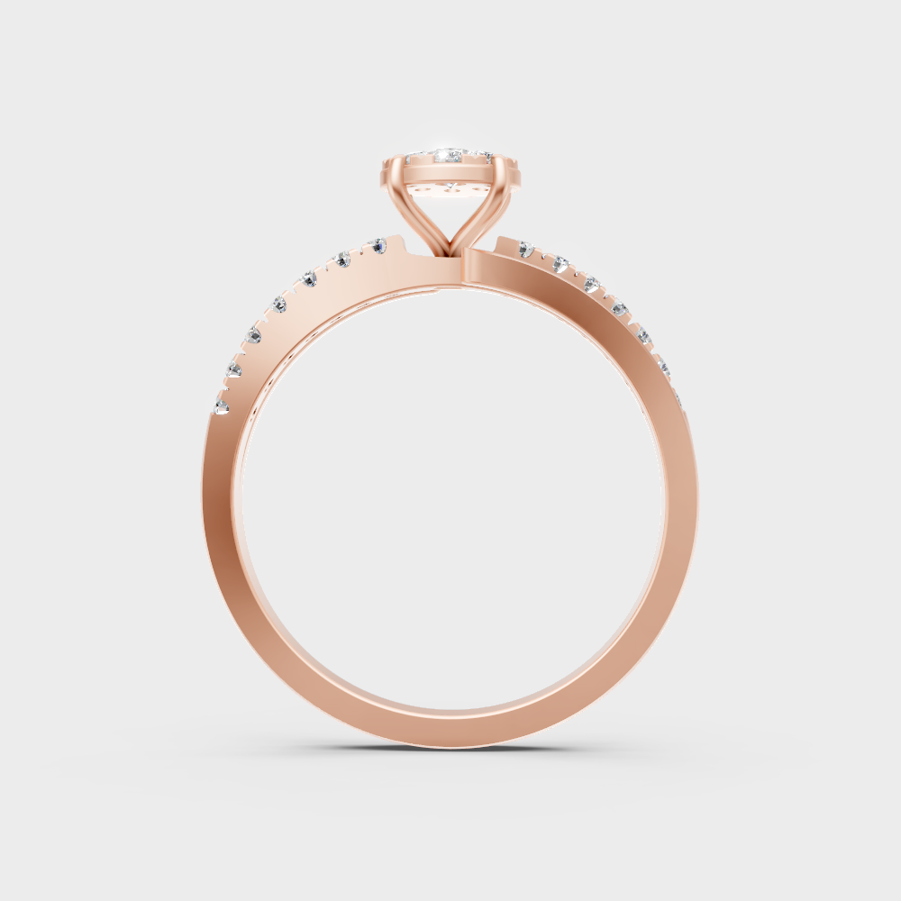 Modern 9K Rose Gold Engagement Ring With Brilliant Sustainable Round Diamond