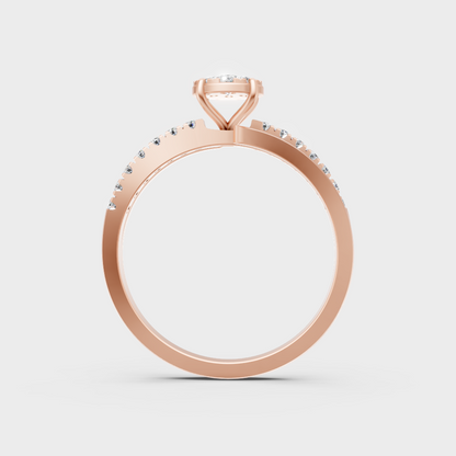 Modern 9K Rose Gold Engagement Ring With Brilliant Sustainable Round Diamond