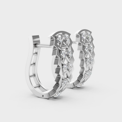 Luxury Platinum Round Cut Lab Diamond Hoop Earrings For Women