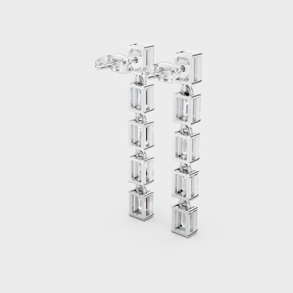 Ethical Lab-Grown Emerald Diamond Drop Earrings In Platinum
