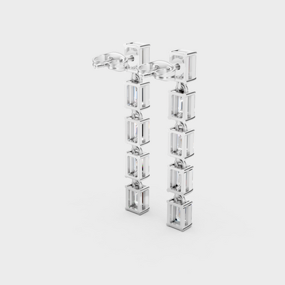 Ethical Lab-Grown Emerald Diamond Drop Earrings In Platinum