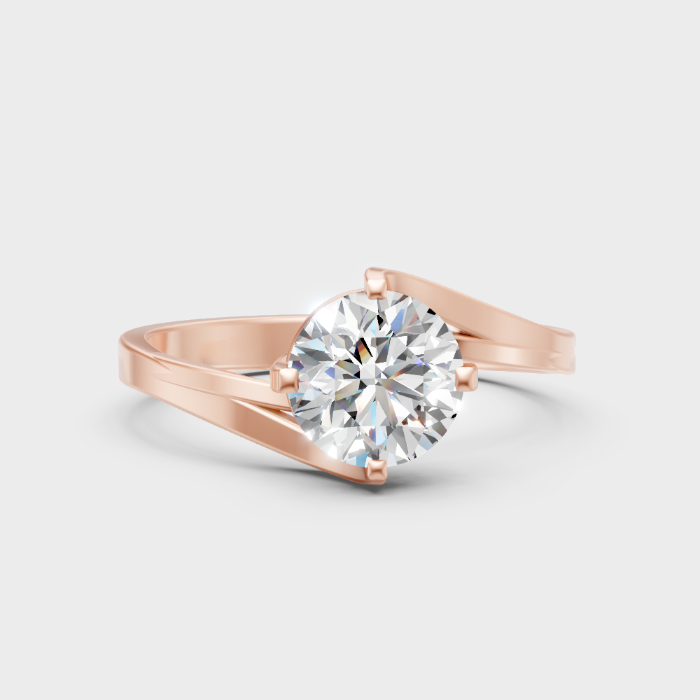 Unique Rose Gold Ring Featuring A Igi Certified Round Lab Diamond Solitaire