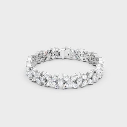 Hallmark Gold Marquise Round Diamond Bracelet Rose Gold