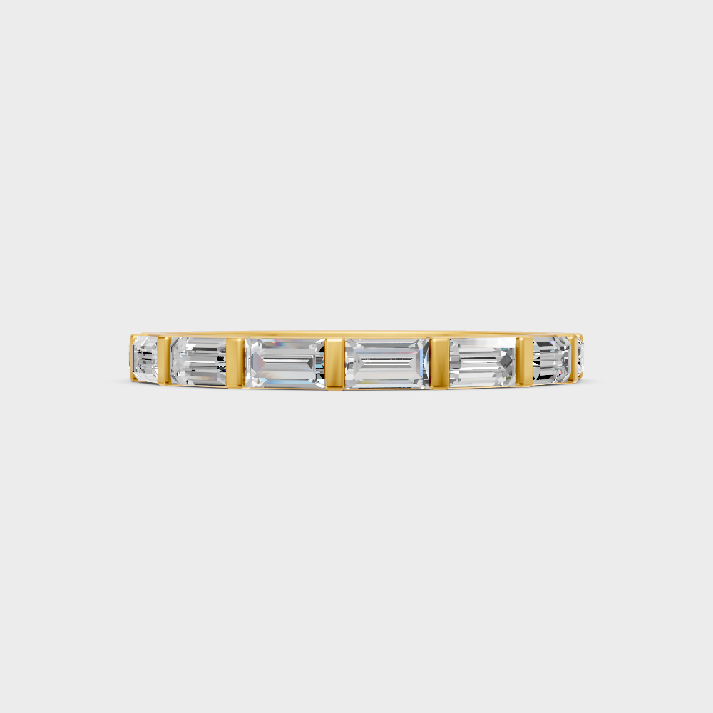 Certified baguette-cut lab-grown diamond band in yellow gold