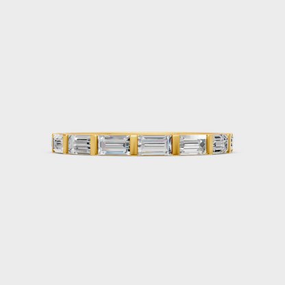 Certified baguette-cut lab-grown diamond band in yellow gold