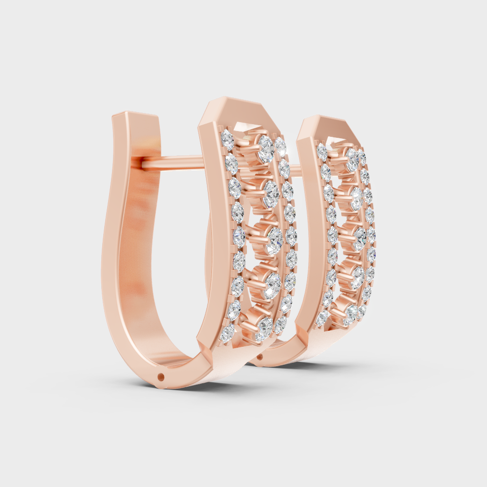 Hallmark Rose Gold Round Cut Lab Diamond Hoop Earrings For Women