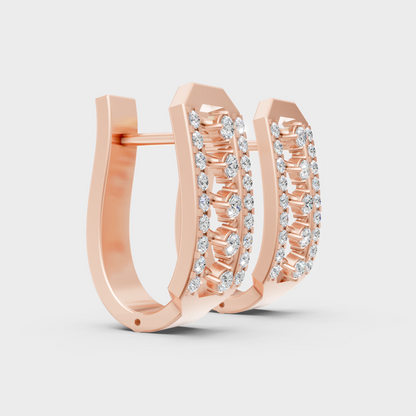 Hallmark Rose Gold Round Cut Lab Diamond Hoop Earrings For Women