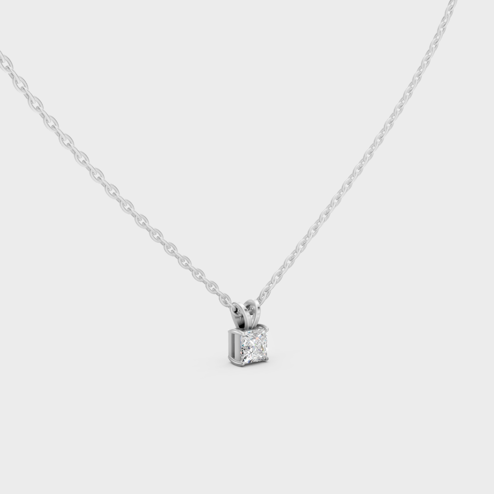 Luxury Princess Cut Diamond Necklace In Platinum