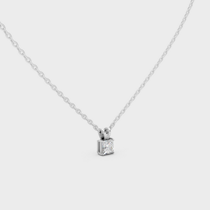 Luxury Princess Cut Diamond Necklace In Platinum