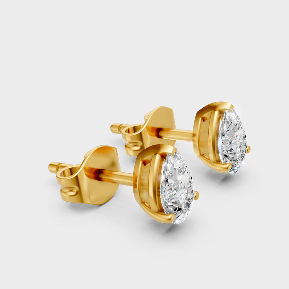 1 Ct Total Lab Diamond Stud Earrings Hallmark Yellow Gold