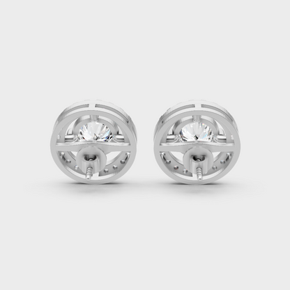 Luxury Round Cut Lab-Grown Diamond Halo Earrings Platinum