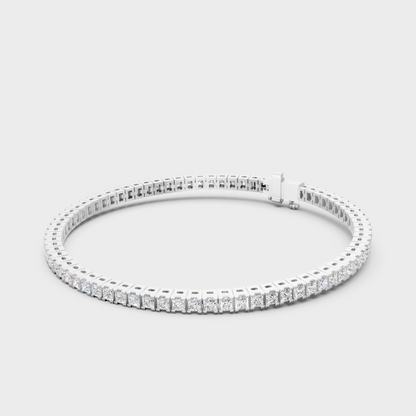 Fine Lab-Grown Princess Cut Diamond Bracelet In White Gold & Platinum