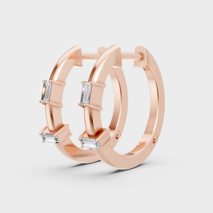 Minimalist Lab Diamond Hoop Earrings In 14K Rose Gold Certified Brilliance