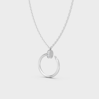White Gold Round-Shaped Lab-Grown Diamond Pendant With Hallmark Gold Quality