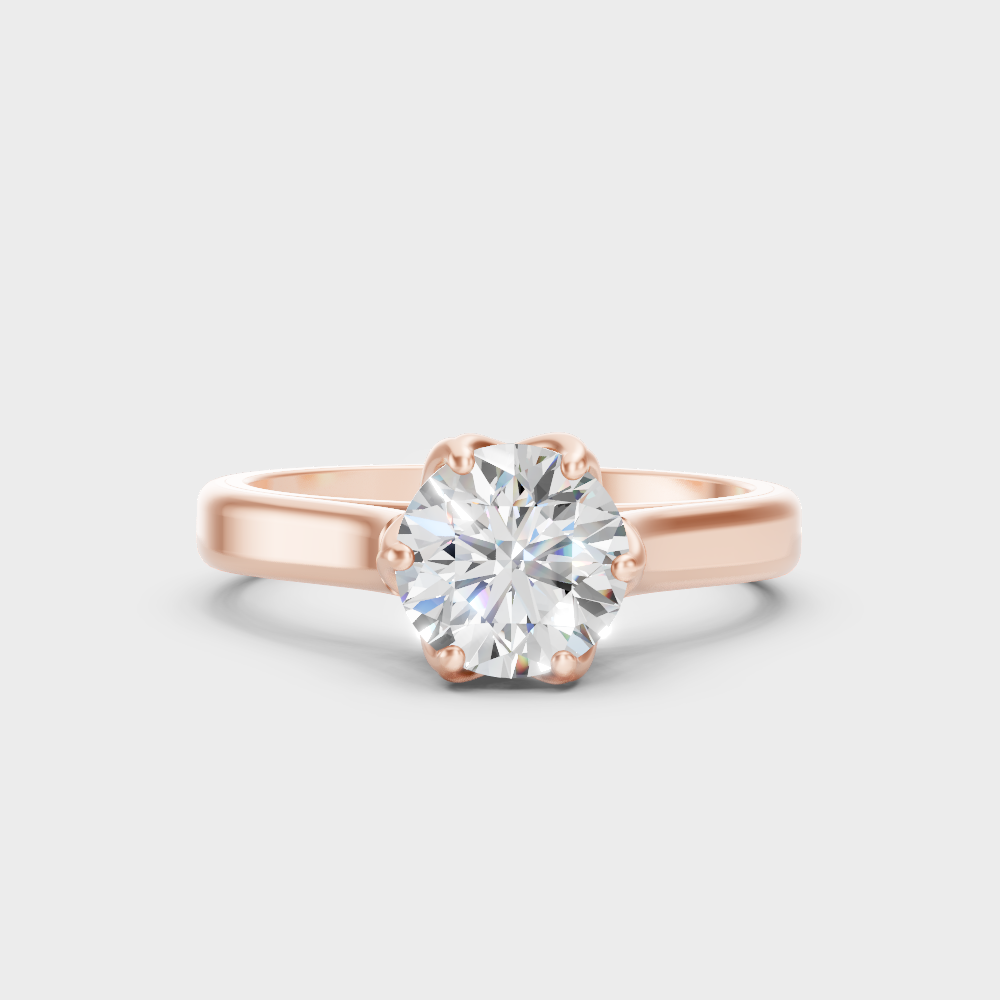 Unique Rose Gold Ring Featuring A Igi Certified  Round Lab Diamond Solitaire