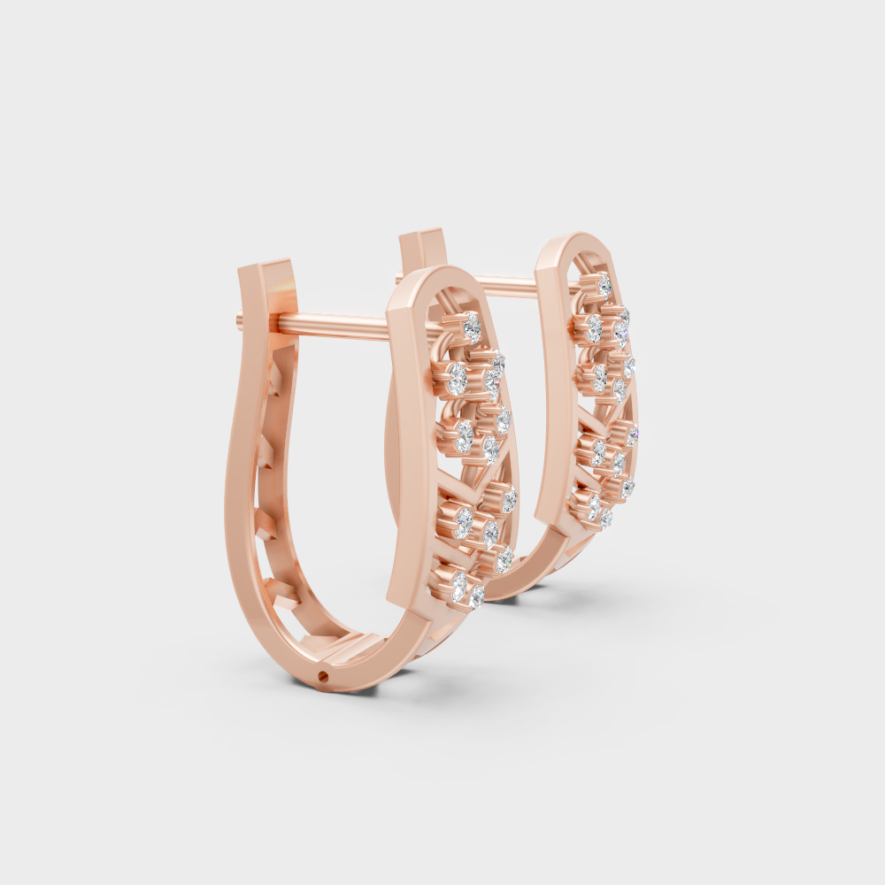Luxury Rose Gold GLI Certified Diamond Hoop Earrings