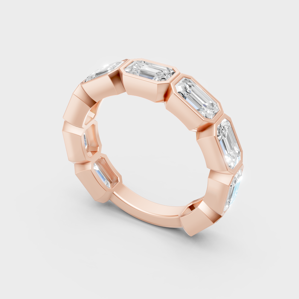 Sleek 14K Rose Gold Emerald Diamond Band Featuring Certified Lab-Grown Diamonds