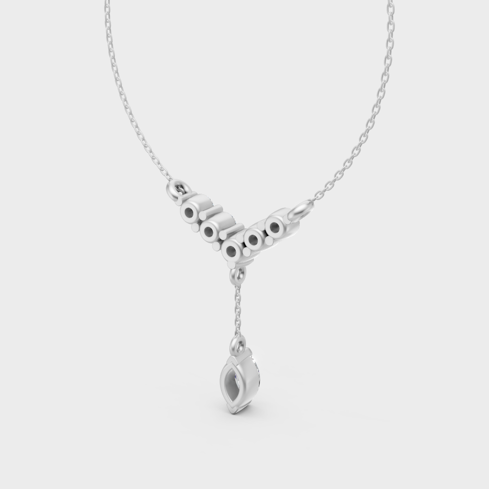 0.31 Ct Round & Marquise Lab-Grown Diamond Pendant With Chain White Gold